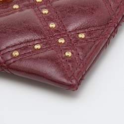Chanel Burgundy Quilted Leather CC Studded Card Holder