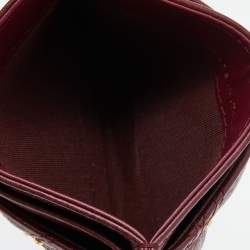 Chanel Burgundy Quilted Leather CC Studded Card Holder