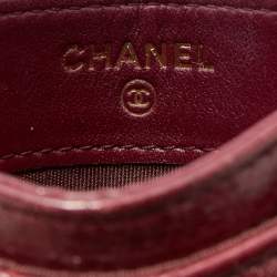Chanel Burgundy Quilted Leather CC Studded Card Holder