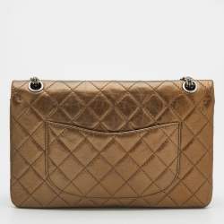 Pre Owned Chanel Bronze Quilted Caviar Leather Reissue 226 Flap Bag