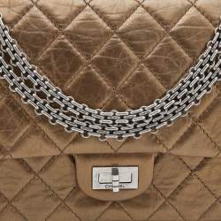 Pre Owned Chanel Bronze Quilted Caviar Leather Reissue 226 Flap Bag