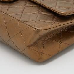 Pre Owned Chanel Bronze Quilted Caviar Leather Reissue 226 Flap Bag