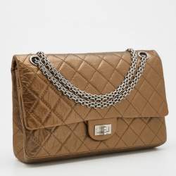 Pre Owned Chanel Bronze Quilted Caviar Leather Reissue 226 Flap Bag