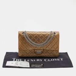 Pre Owned Chanel Bronze Quilted Caviar Leather Reissue 226 Flap Bag