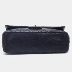 Pre Owned Chanel Black Quilted Aged Leather Reissue 2.55 Classic 227 Flap Bag