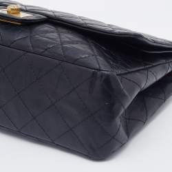 Pre Owned Chanel Black Quilted Aged Leather Reissue 2.55 Classic 227 Flap Bag