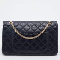 Pre Owned Chanel Black Quilted Aged Leather Reissue 2.55 Classic 227 Flap Bag
