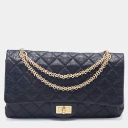 Pre Owned Chanel Black Quilted Aged Leather Reissue 2.55 Classic 227 Flap Bag