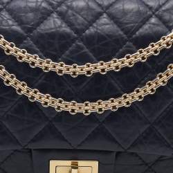 Pre Owned Chanel Black Quilted Aged Leather Reissue 2.55 Classic 227 Flap Bag