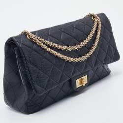 Pre Owned Chanel Black Quilted Aged Leather Reissue 2.55 Classic 227 Flap Bag