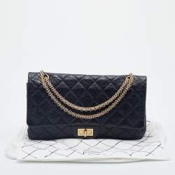 Pre Owned Chanel Black Quilted Aged Leather Reissue 2.55 Classic 227 Flap Bag