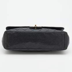 Pre Owned Chanel Black Caviar Leather Maxi Classic Single Flap Bag