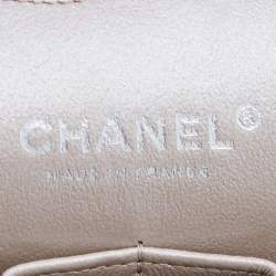 Pre Owned Chanel Iridescent Beige Quilted Caviar Leather Medium Classic Double Flap Bag