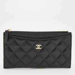 مملوكة مسبقًا Chanel Black Quilted Caviar Leather CC Zip Pouch