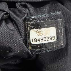Pre Owned Chanel White/Black Tweed Print Nylon Medium Drawstring Backpack