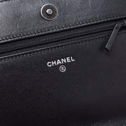 Pre Owned Chanel Grey/Black Quilted Leather CC Wallet on Chain