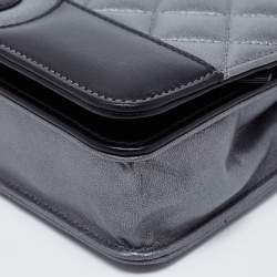 Pre Owned Chanel Grey/Black Quilted Leather CC Wallet on Chain