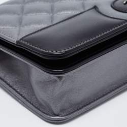 Pre Owned Chanel Grey/Black Quilted Leather CC Wallet on Chain