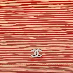 Chanel Red/White Striped Patent Leather Wallet on Chain