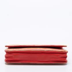 Chanel Red/White Striped Patent Leather Wallet on Chain