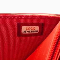 Chanel Red/White Striped Patent Leather Wallet on Chain