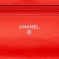 Chanel Red/White Striped Patent Leather Wallet on Chain