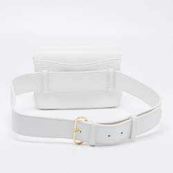 Pre Owned Chanel White Caviar Leather Captain Gold Waist Bag