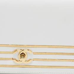 Pre Owned Chanel White Caviar Leather Captain Gold Waist Bag