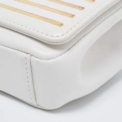 Pre Owned Chanel White Caviar Leather Captain Gold Waist Bag