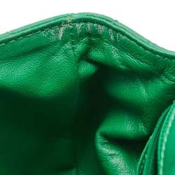 Pre Owned Chanel Green Chevron Leather Jumbo Classic Single Flap Bag