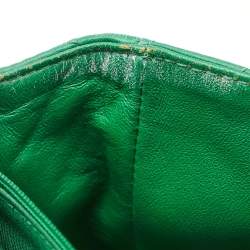 Pre Owned Chanel Green Chevron Leather Jumbo Classic Single Flap Bag
