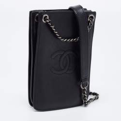 Pre Owned Chanel Black Leather CC Phone Holder Crossbody Bag