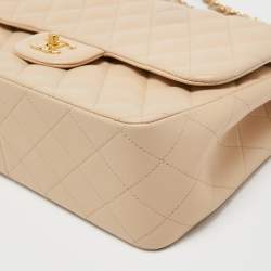مملوكة مسبقًا Chanel Beige Quilted Leather Jumbo Classic Double Flap Bag