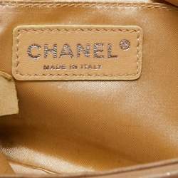Pre Owned Chanel Gold/Beige Quilted Crochet and Python Chain Pochette