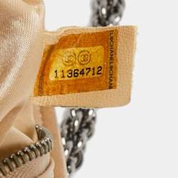Pre Owned Chanel Gold/Beige Quilted Crochet and Python Chain Pochette