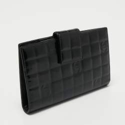 Chanel Black Cube Quilted Patent Leather Bifold Wallet