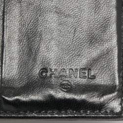 Chanel Black Cube Quilted Patent Leather Bifold Wallet