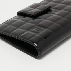 Chanel Black Cube Quilted Patent Leather Bifold Wallet