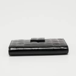 Chanel Black Cube Quilted Patent Leather Bifold Wallet