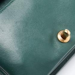 Pre Owned Chanel Green Quilted Leather Enamel Top Handle Bag