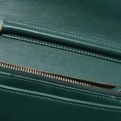 Pre Owned Chanel Green Quilted Leather Enamel Top Handle Bag