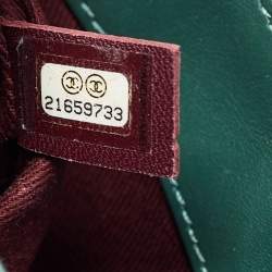 Pre Owned Chanel Green Quilted Leather Enamel Top Handle Bag