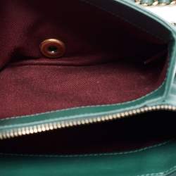 Pre Owned Chanel Green Quilted Leather Enamel Top Handle Bag