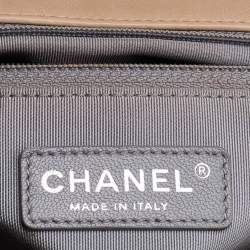 Pre Owned Chanel Beige Quilted Leather New Medium Wild Stitch Boy Bag