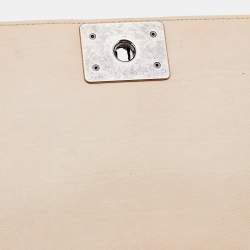 Pre Owned Chanel Beige Quilted Leather New Medium Wild Stitch Boy Bag