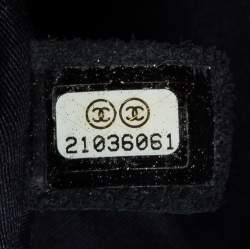 Pre Owned Chanel Blue Denim and Tweed Patchwork Jumbo Single Flap Bag