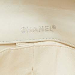 Pre Owned Chanel Black/ Off White Quilted Patent Leather CC East West Chocolate Bar Flap Bag 