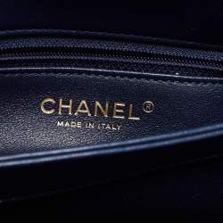 Pre Owned Chanel Navy Blue Quilted Lambskin Leather Small Trendy CC Flap Top Handle Bag