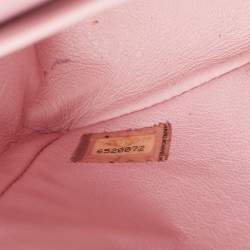 Pre Owned Chanel Light Pink Quilted Jersey Medium Classic Double Flap Bag