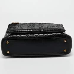 Pre Owned Chanel Black Python and Glazed Leather Medium Urban Mix Zipped Tote 